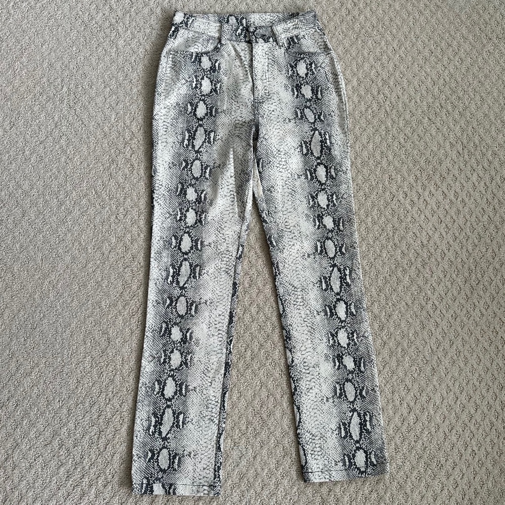 Anthropologie Current Air Snakeprint Pants Cream/Gray XS Neutral Casual Edgy NWT